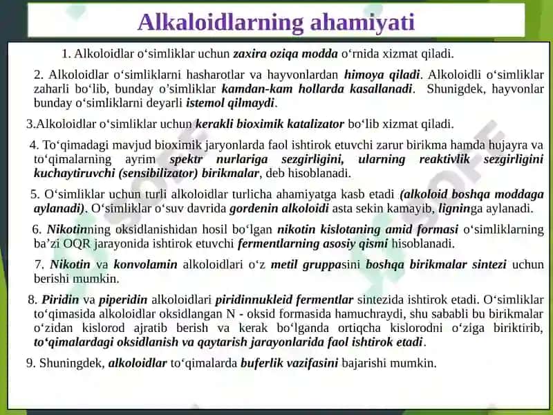 Alkaloidlar saqlovchi dorivor o‘simliklar 5