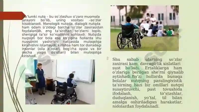 O’zbekiston Respublikasida jismoniy va ruhiy rivojlanishida nuqsoni bo’lgan bolalar va bolalar ijtimoiy himoyasi 5