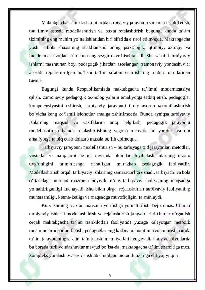 Maktabgacha ta'lim tashkilotlarida tarbiyaviy ishlarni modellashtirish va rejalashtirish 5