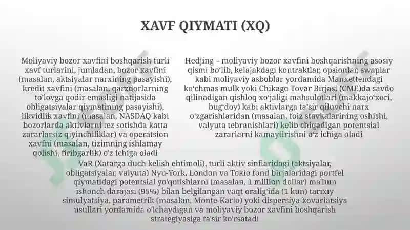 Hedjirlash va moliyaviy bozor risklarini boshqarish 5