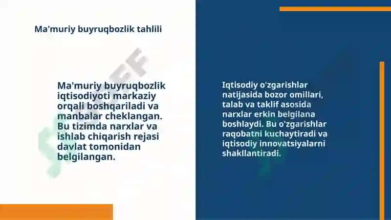 Ma'muriy-buyruqbozlik iqtisodiyotidan boshqariladigan bozor iqtisodiyotiga òtishning xususiyatlari 5