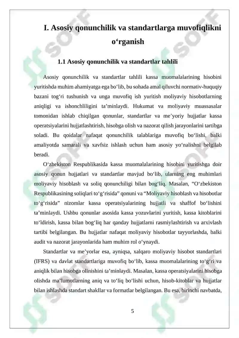 Kassa muomalalarining hisobini yuritish tartibi 5