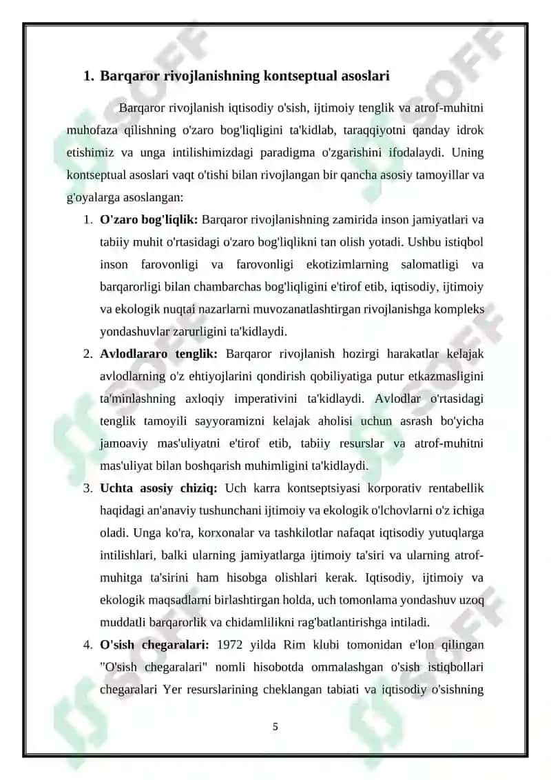 Barqaror rivojlanish va uning ekologik jihatlari 5