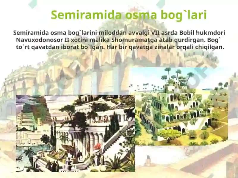 Qadimgi dunyoning yetti mo`jizasi Дунёнинг етти мужизаси 5