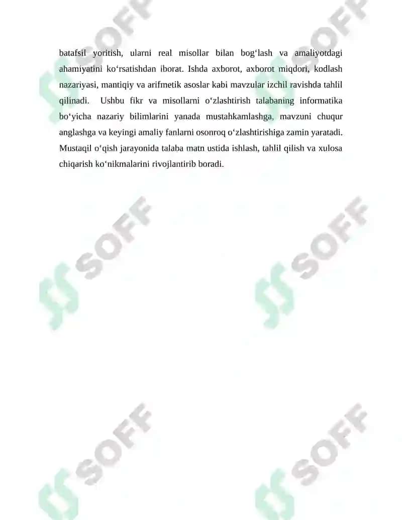 INFORMATIKANING NAZARIY ASOSLARI FANIDAN MUSTAQIL TA’LIM ISHI 5