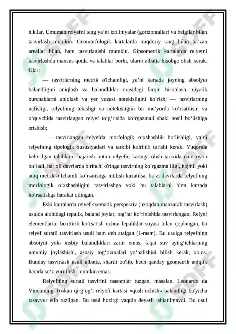 RELYEFNI MIQDOR VA SIFAT KO’RSATKICHLARINI TASVIRLASH USULLARI 5