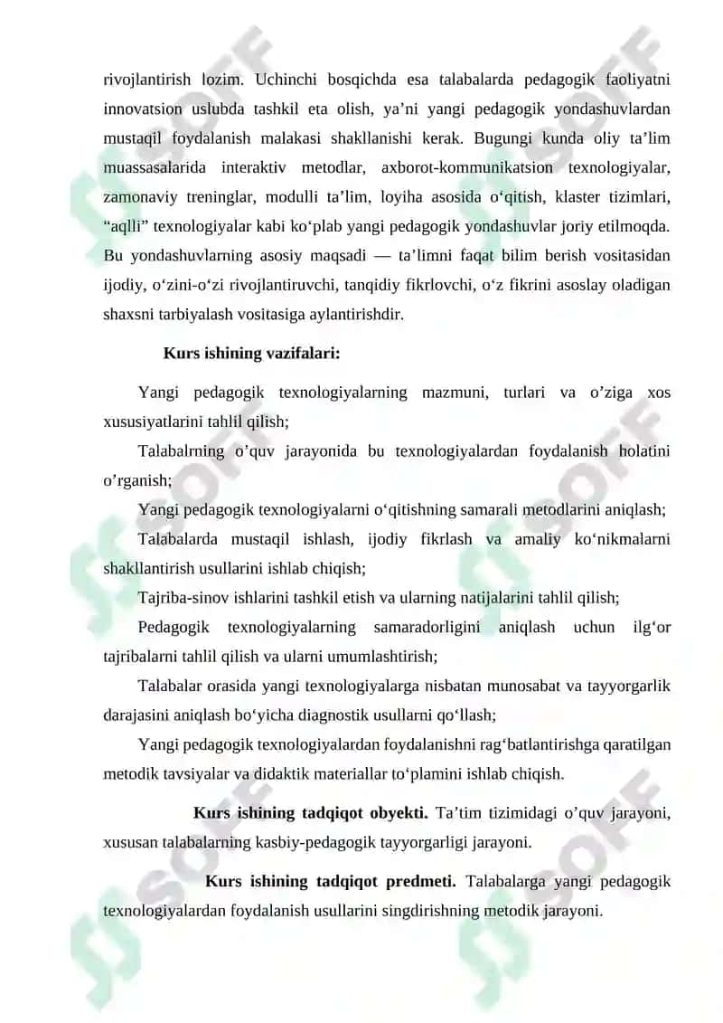 Talabalarga yangi pedagogik texnologiyalardan foydalanish usullarini singdirishning metodik asoslari 5