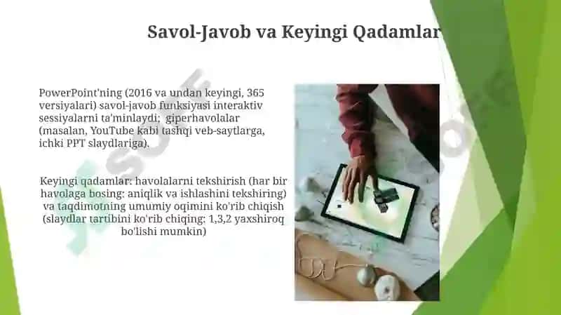 Ms Power Pointda o’rgatuvchi-interaktiv taqdimotlar 5
