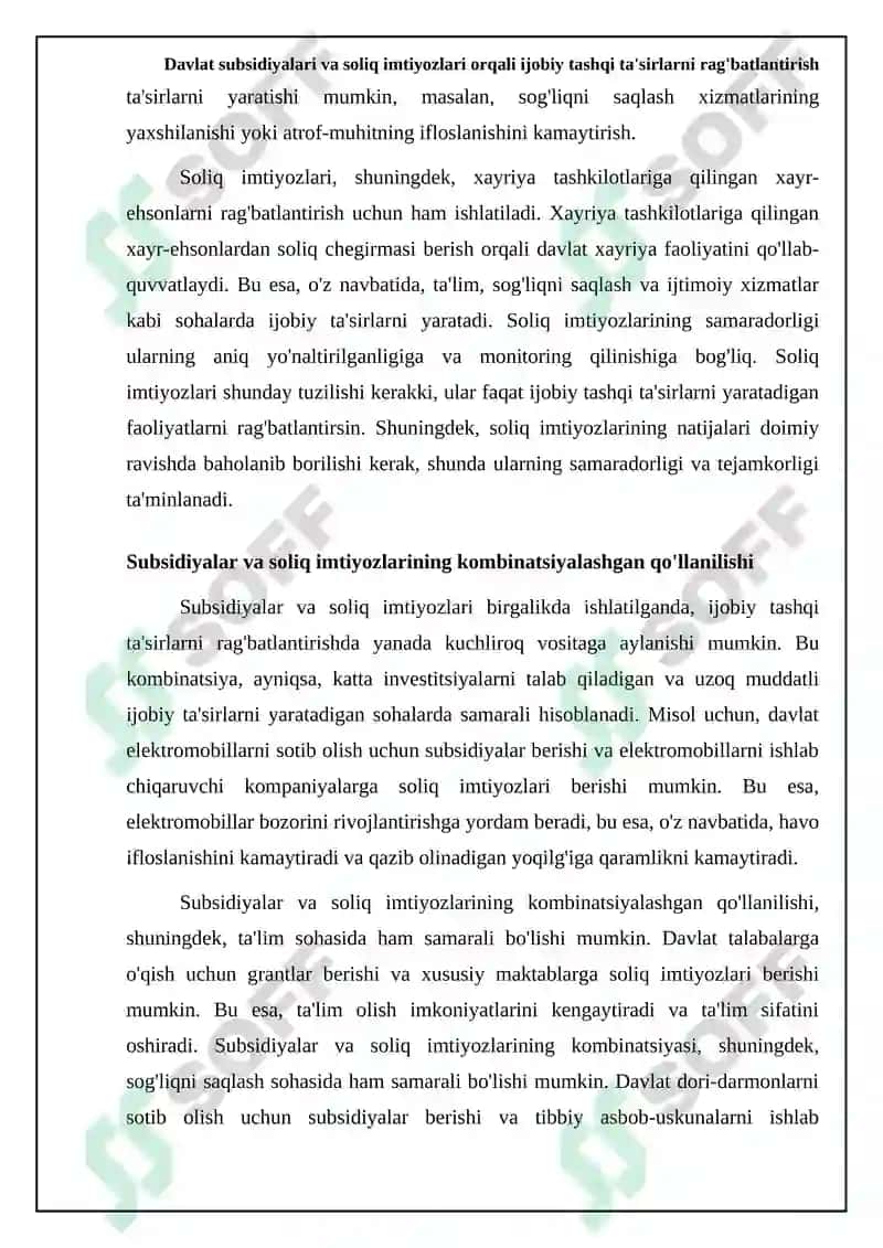 Davlat tomonidan ijobiy tashqi taʼsirlarni ragʻbatlantirish mexanizmlari 5