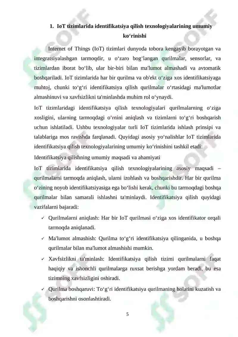 IoT qurilmalari va tarmoqlarida identifikatsiya qilish texnologiyalari 5