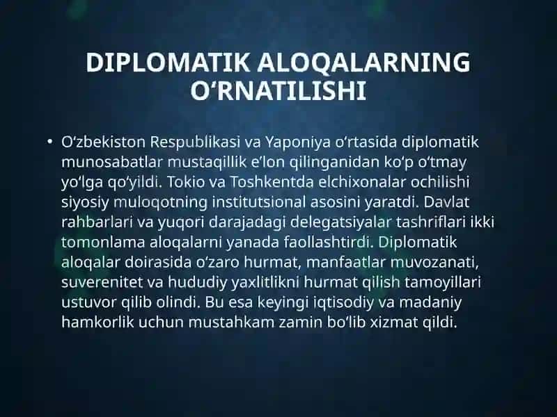 Yangi Oʻzbekiston va Yaponiya munosabatlari 5