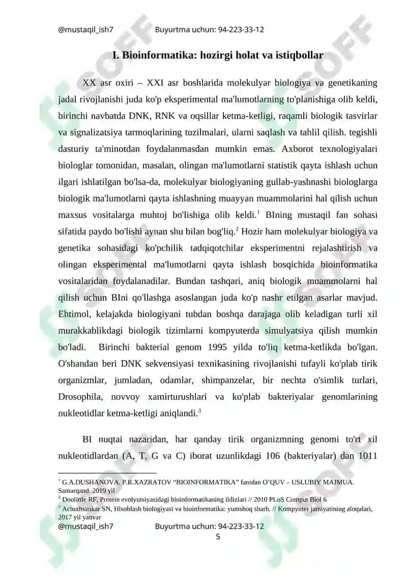 Bioinformatsion ma’lumotlar bazasi va ularning turlari 5