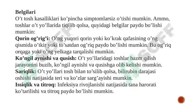 Oʻt tosh kasalliklari va uning sabablari 5