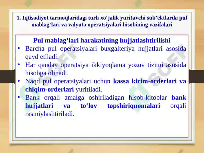 Pul mablag’lari va valyuta operatsiyalari hisobi 5