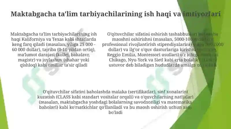 Erta bolalik ta'limi sifatini ta'riflash 5