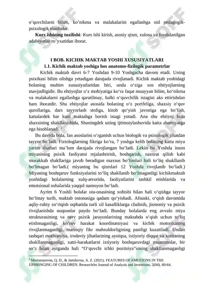 KICHIK MAKTAB YOSHIDAGI O’QUVCHILARNI O’QUV  FAOLIYATIDA O’ZINI O’ZI NAZORAT QILISHNING RIVOJLANISHI 5