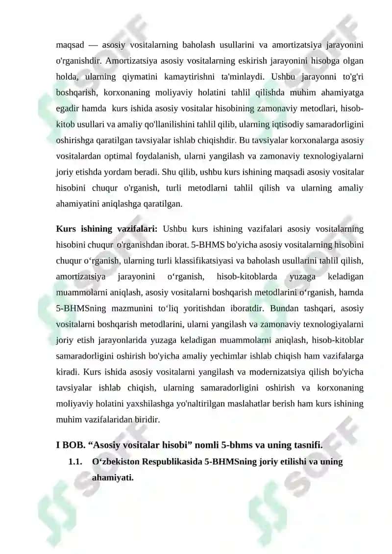 “ASOSIY VOSITALAR HISOBI” NOMLI 5-BHMS VA UNING MAZMUNI 5