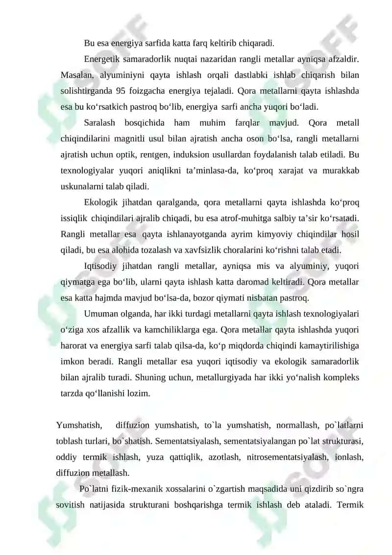 Rangli metallarni termik ishlash asoslari. 5
