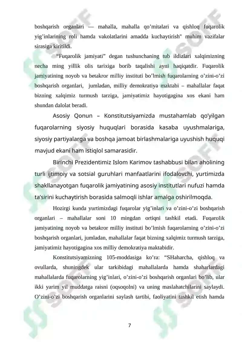 FUQOROLARNING O’ZINI – O’ZI BOSHQARISH ORGANLARIGA OID HUQUQIY NORMALARI 5