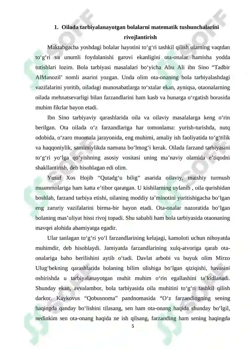 BOLALARNING ILK MATEMATIK TUSHUNCHALARINI RIVOJLANTIRISHDA MTT, OILA VA MAKTAB O'RTASIDAGI HAMKORLIK 5