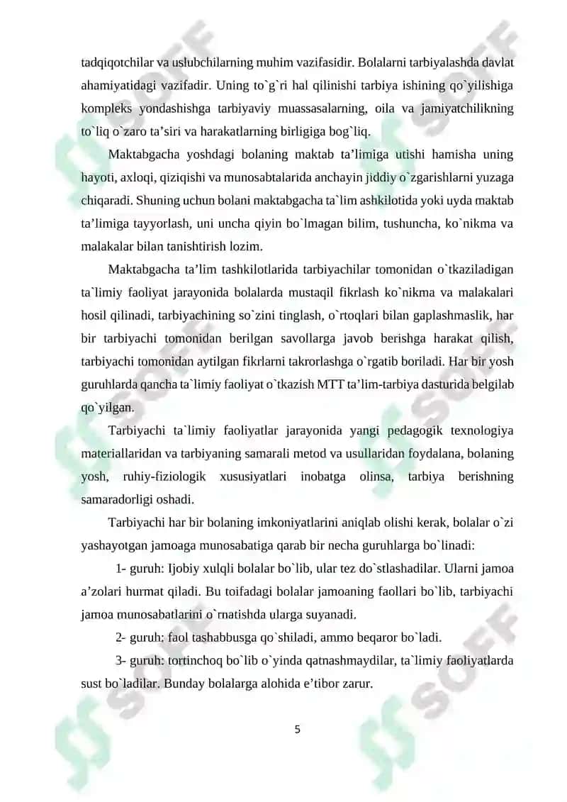 MAKTABGACHA TA’LIM MUASSASASI, OILA VA MAKTAB HAMKORLIGI 5