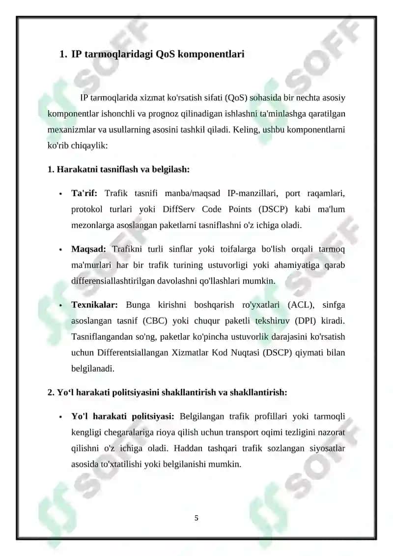 IP -Tarmoqlarda Xizmat Ko`rsatish Sifati 5