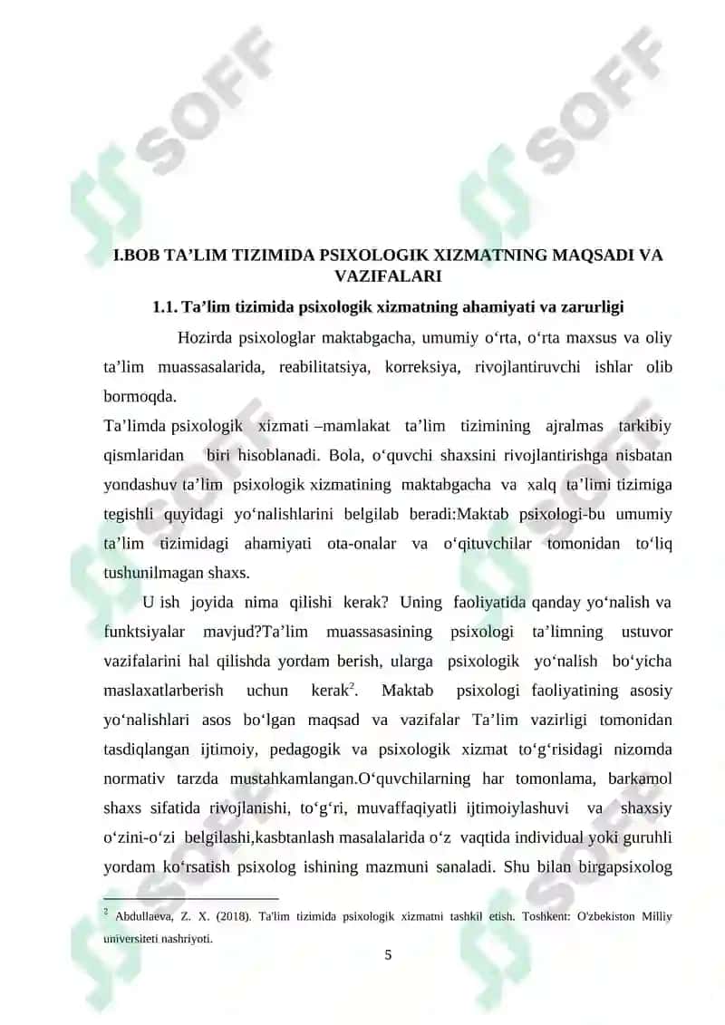 Ta’lim tizimida psixologik xizmat maqsad va vazifalari 5