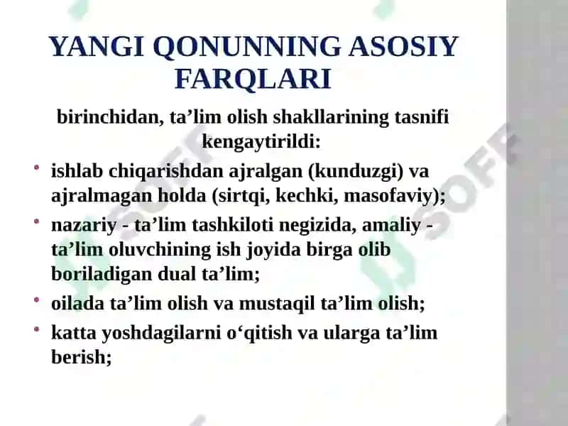 O'zbekiston Respublikasining qonuni "Ta'lim to'g'risida" 5