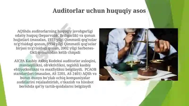 Auditorlik professional etikasi va auditorning huquqiy javobgarligi 5