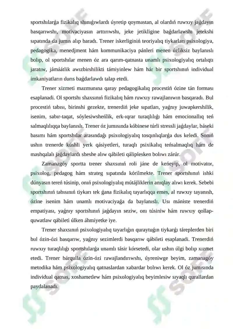 Trenerdiń psixologiyaliq tayarliǵi hám kásiplik pazıyletleri 6