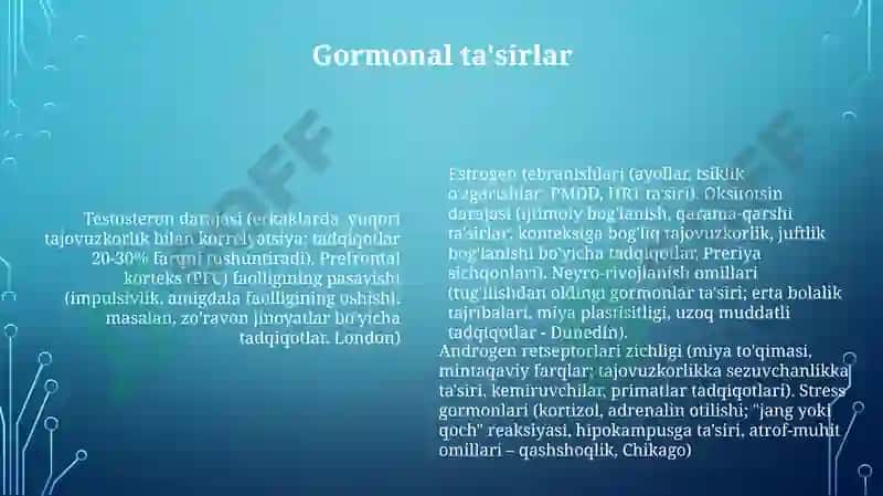Shaxs agressiv xulq-atvorining shakllanish sharoitlari 6