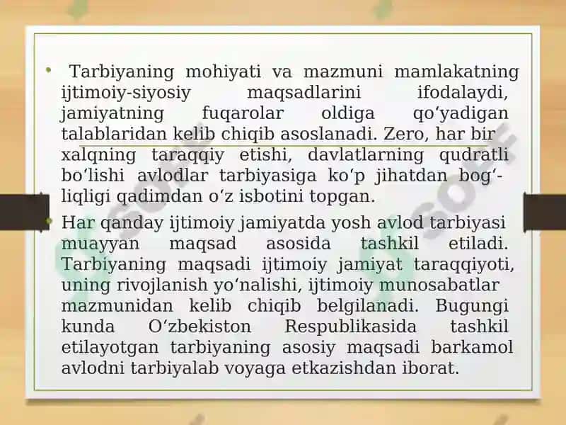 Oʻqituvchining tarbiyachi sifatidagi mahorati. Oʻqituvchining tarbiya texnologiyalari asosida faoliyat olib borishi. 6