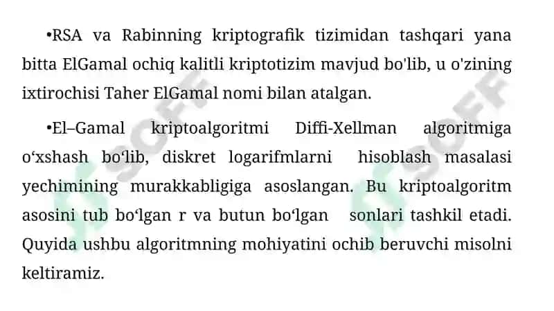 El-Gamal kriptografik algoritmi 6