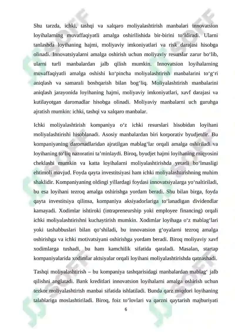 Innovatsiyalarni moliyalashtirish 6