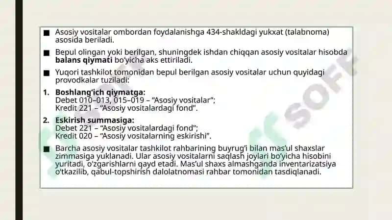 Byudjet tashkilotlarda asosiy vositalar hisobi 6