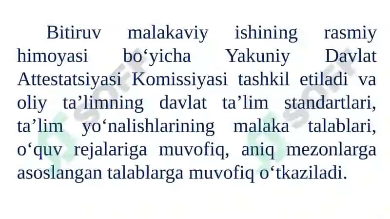 Bitiruv malakaviyishi ni tayyorlash tartibi va qoidalari 6