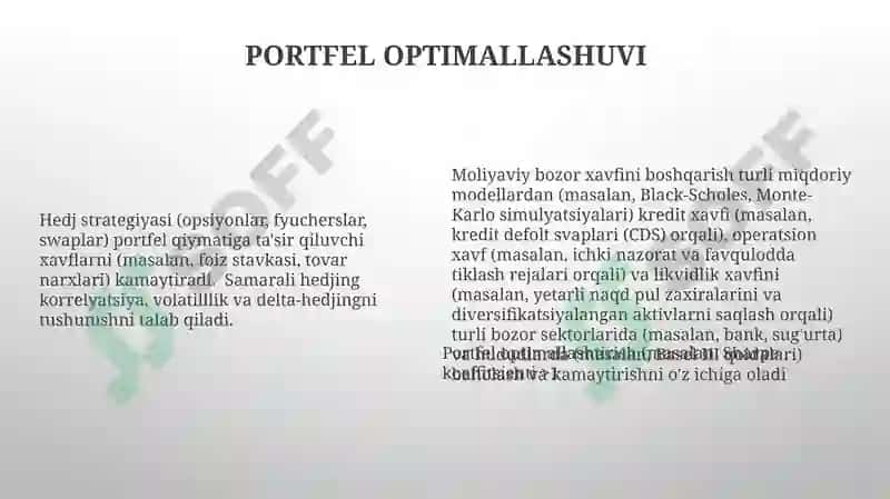Hedjirlash va moliyaviy bozor risklarini boshqarish 6