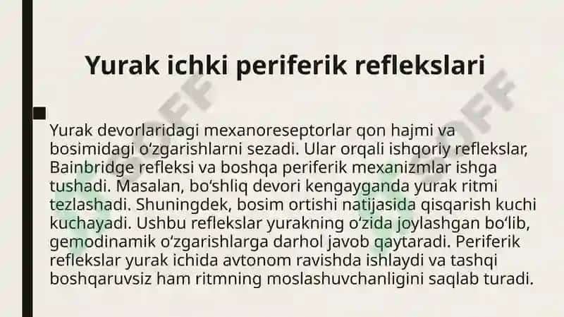 yurak faoliyatini boshqarilishini Oʻziga xosligi 6