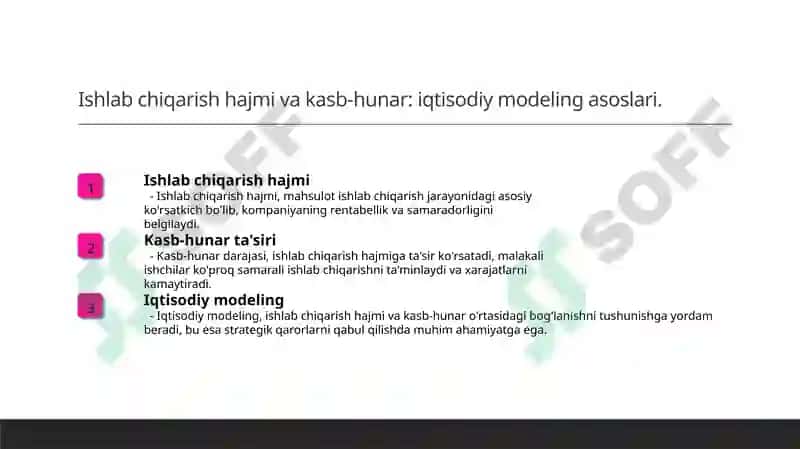 Mahsulot hajmi va pul oqimlari aloqasi 6