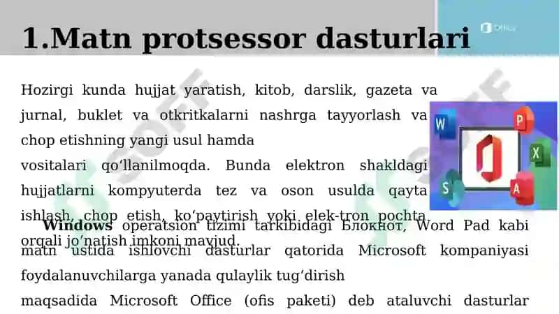 Ochiq dars ishlanmasi: Informatika va AT fanidan 6