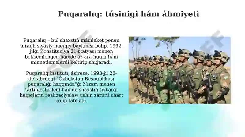 Ózbekstan Respublikasında shaxstıń konstituciyalıq huqıqıy jaǵdayı 6