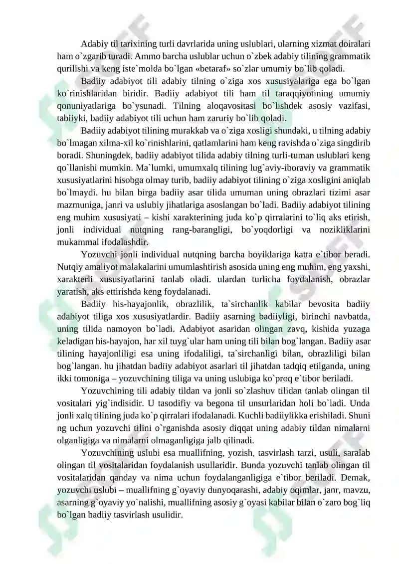 Adabiy til turlari. Uslublar taraqqiyoti 6