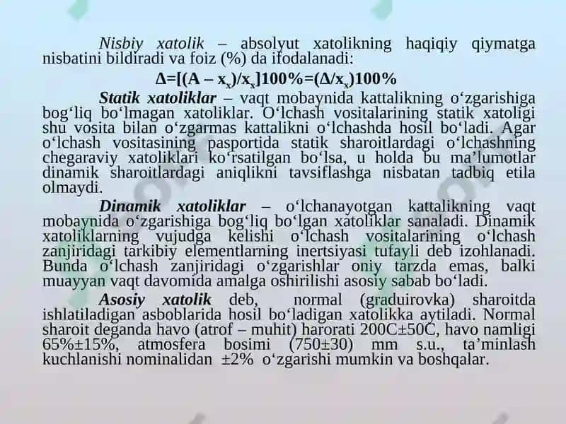 O’lchash xatoliklari va noaniqlik 6