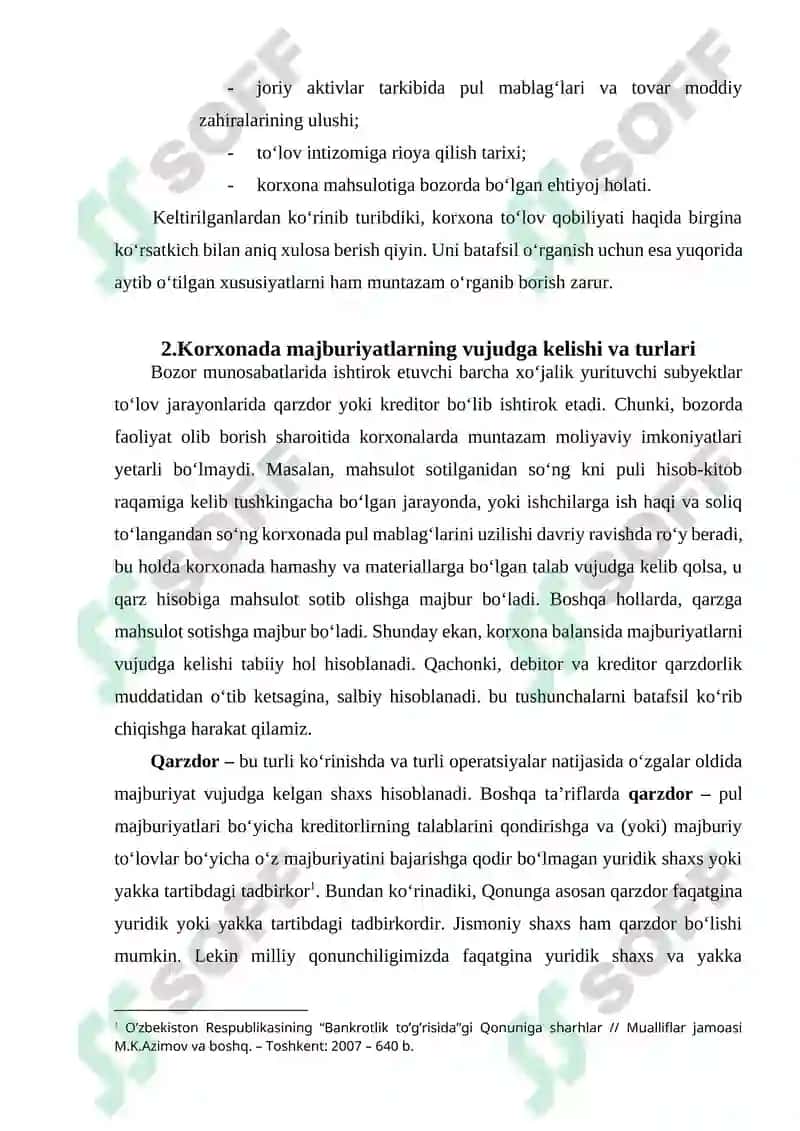 Buxgalteriya balansi moddalarining likvidlilik bo‘yicha turkumlanishi 6