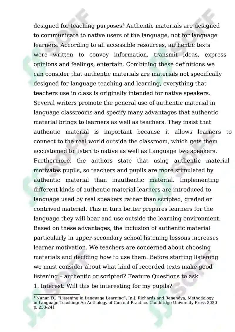 Theoretical background of teaching listening and use of authentic materials 6