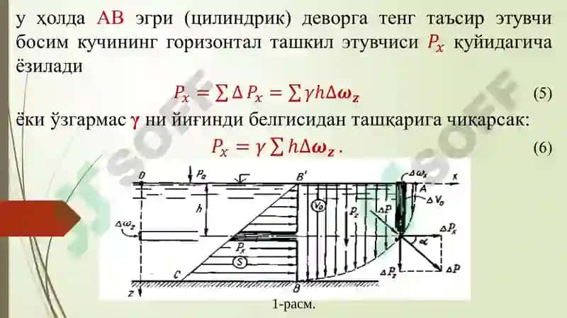 Гидростатик босим кучининг эрги сиртга таъсири 6