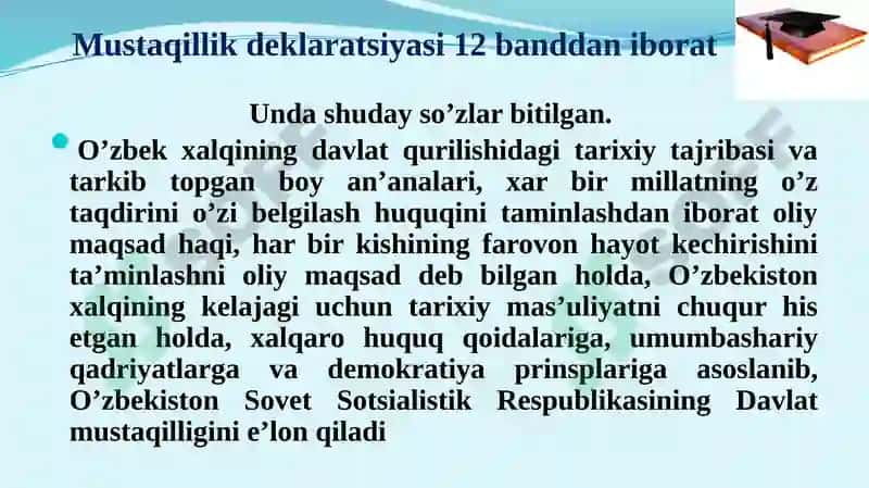 O'ZBEKISTON TANLAGAN MUSTAQIL RIVOJLANISH YO'LI VA UNING AHAMIYATI 6