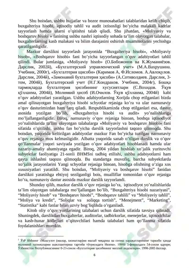 Moliyaviy va boshqaruv hisobi 6