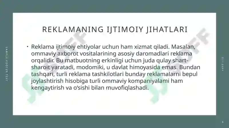 REKLAMANING IQTISODIY JIHATLARI 6