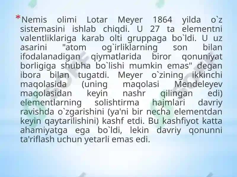 D.I.Mendeleyevning elementlar davriy qonuniva davriy sistemasi 6